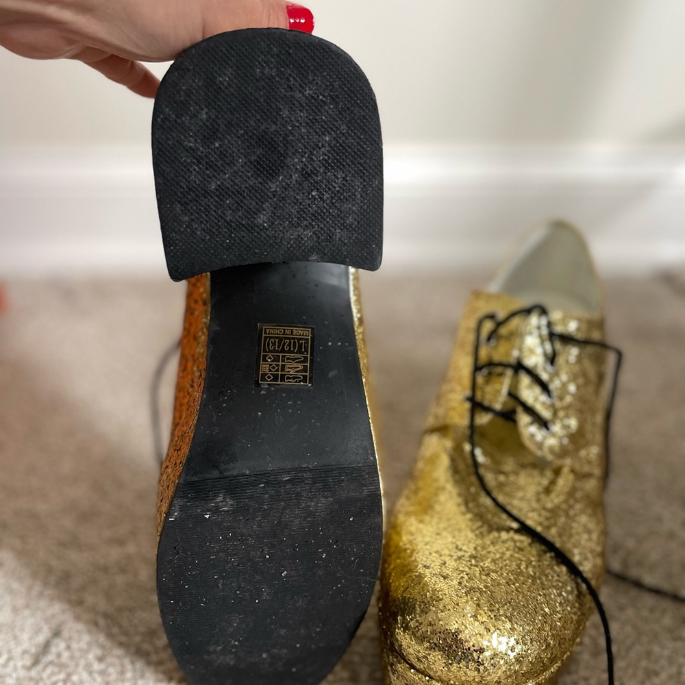 Gold glitter platform mens shoes
